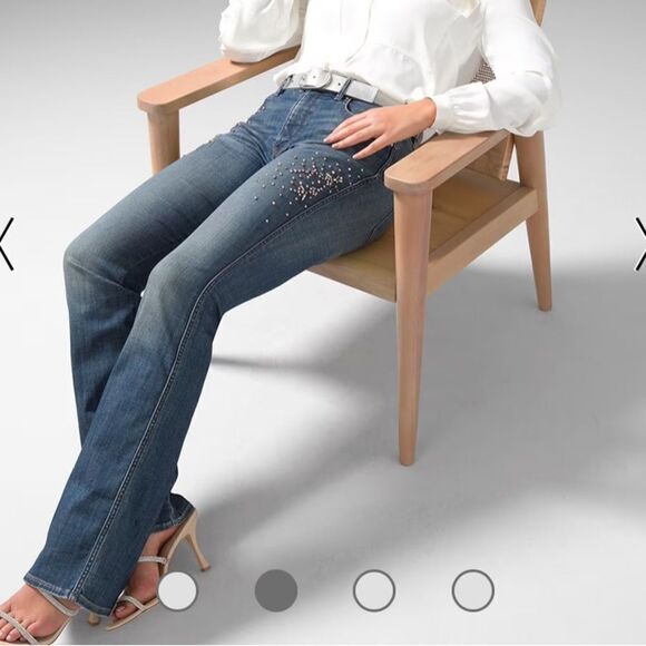 White House Bk MktCurvy High-Rise Everyday Soft Denim™ Beaded Skinny Flare Jeans - Picture 2 of 8